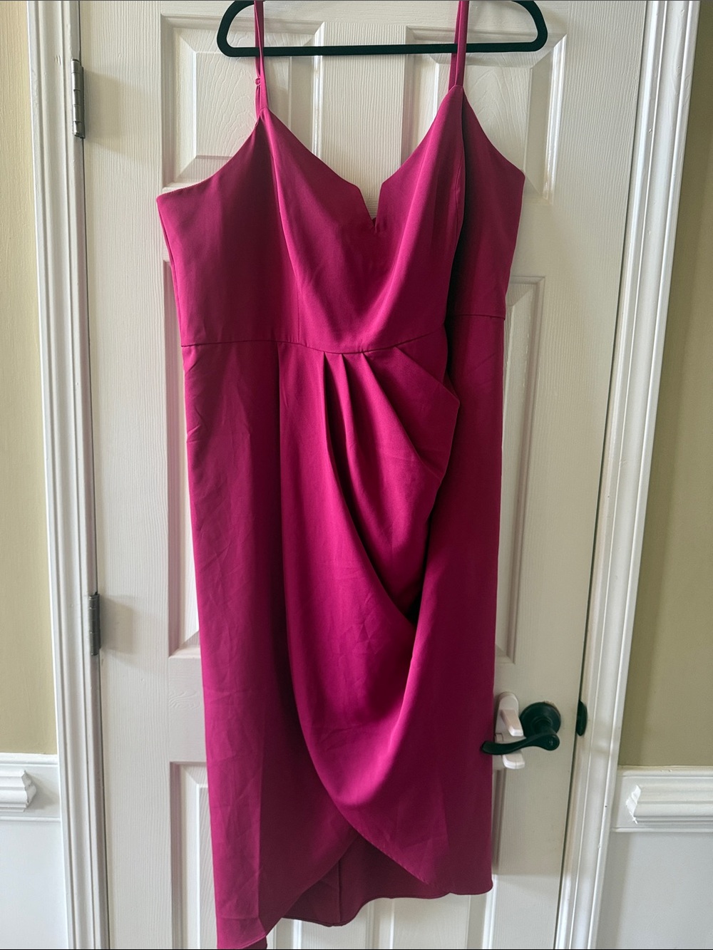 City Chic Magenta Draped Spaghetti-Strap Midi Dress